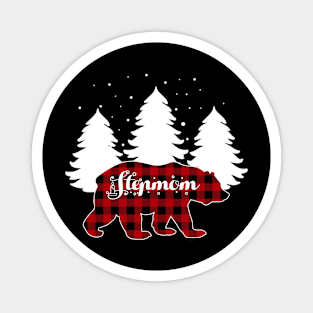 Stepmom Bear Buffalo Red Plaid Matching Family Christmas Magnet